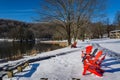 Empty Chairs by Abbott Lake Royalty Free Stock Photo